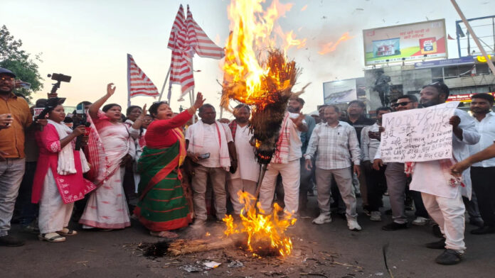 Tribal organizations protesting in Ranchi against use of the term 