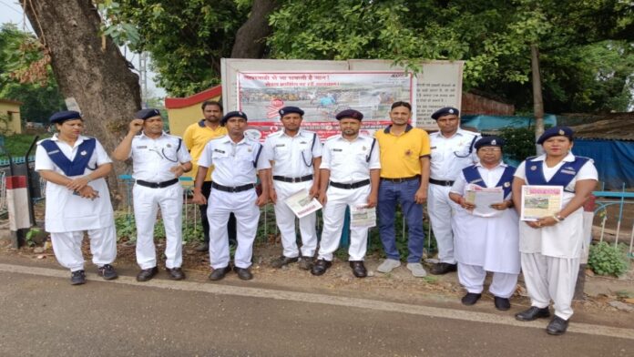 Rail Safety Campaign Tatanagar Civil Defence team conducting railway safety awareness campaign at Tatanagar level crossing