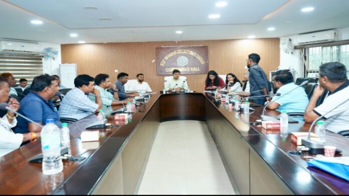 Deputy Commissioner Manish Kumar reviewing facilities and safety standards at petrol pumps in West Singhbhum.