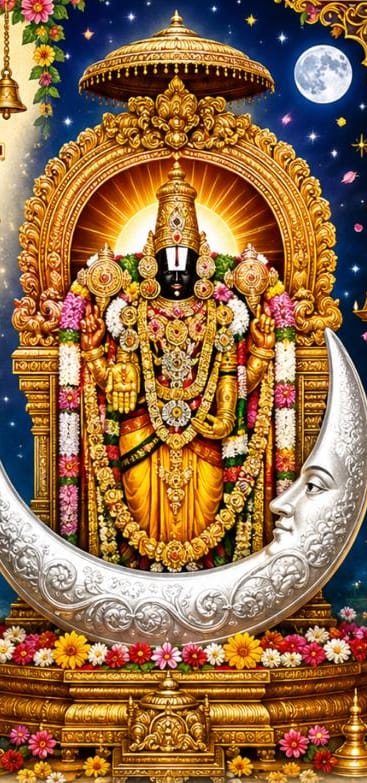 जुगसलाई में भगवान तिरुपति बालाजी की 24वीं भव्य चंद्र प्रभा शोभायात्रा में चंद्र प्रभा पर विराजमान भगवान और श्रद्धालु।