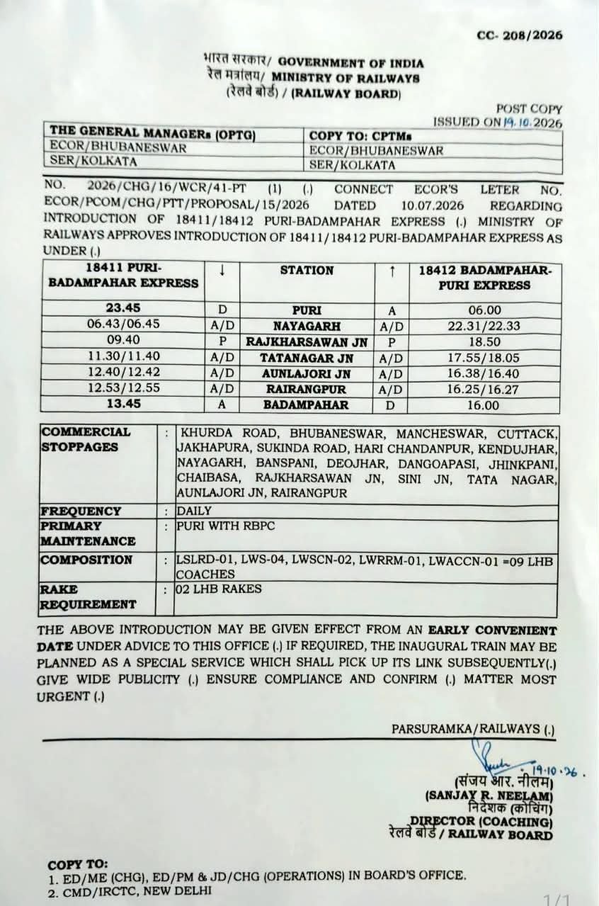 Puri Badampahar Express